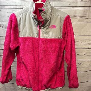 The North Face Girls Fleece Jacket Pink Gray Zip Up Youth XL‎ 18